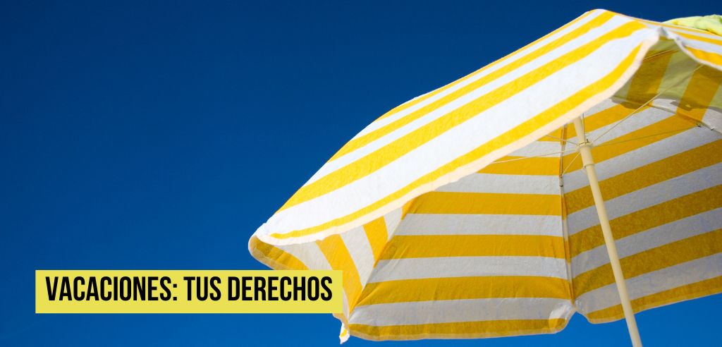 Sombrilla en la playa, ilustración de la guía sobre derechos de vacaciones laborales